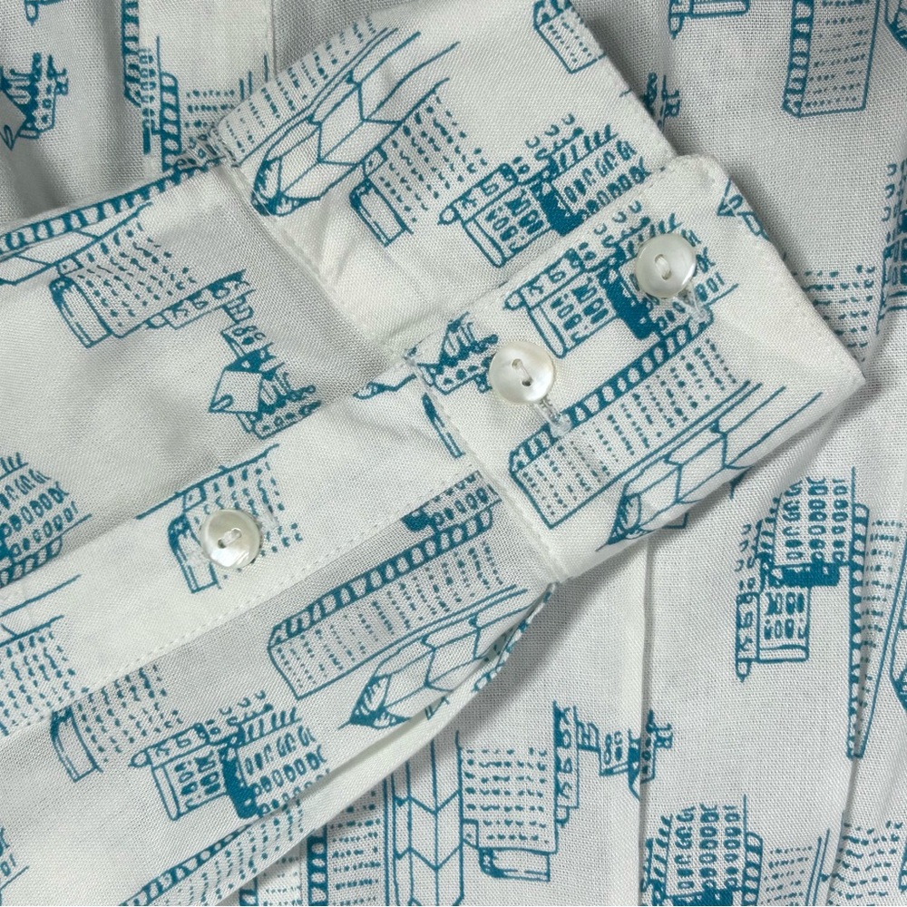 Style & Co. White and Blue Lightweight Summer Cooling Button Down/Up Shirt - Picture 8 of 9